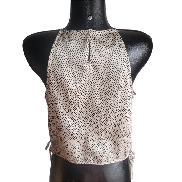 Zara Beige And Black Polka Dot Cropped Tank Top XL - Picture 5 of 6